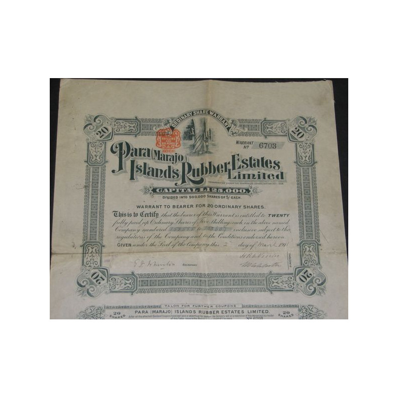 Para (Marajo) Islands Rubber Estates Ltd (20 Ac)