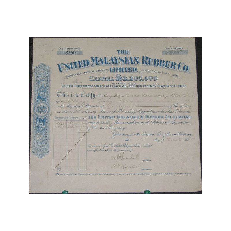 The United Malaysian Rubber Cy Ltd (1000 Act Nomin)