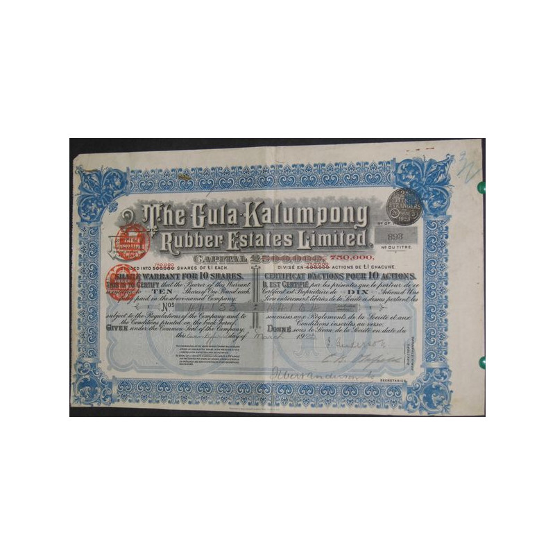 The Gula Kalumpong Rubber Estates Ltd (10 Ac)