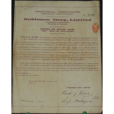 Robinson Deep Ltd (Certif frac)