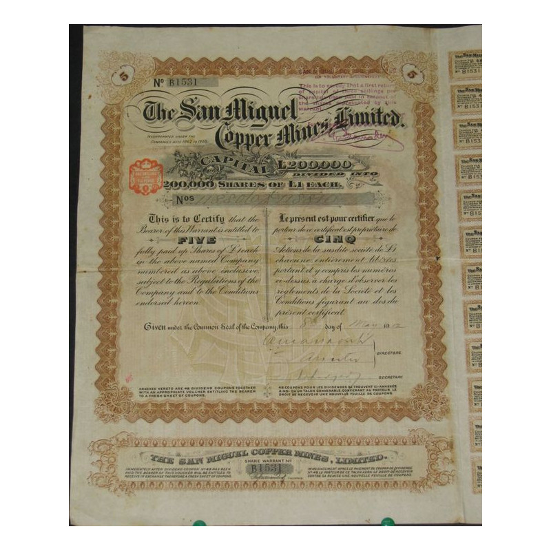 The San Miguel Copper Mines Ltd