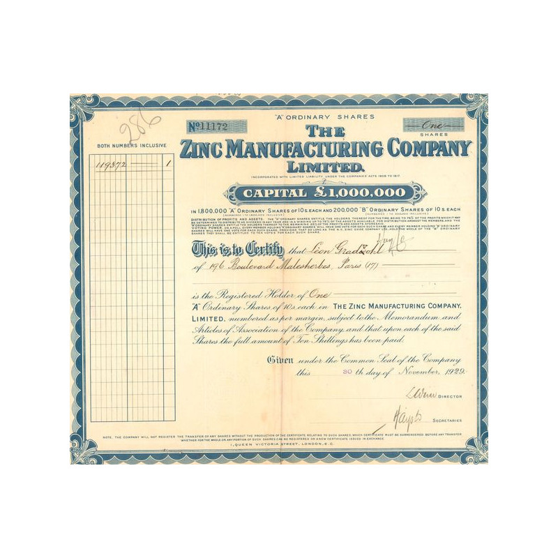 The Zinc Manufacturing Cy Ltd