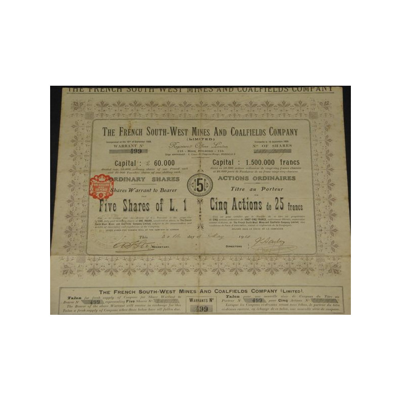 The French South-West Mines and Coalfields Cy Ltd