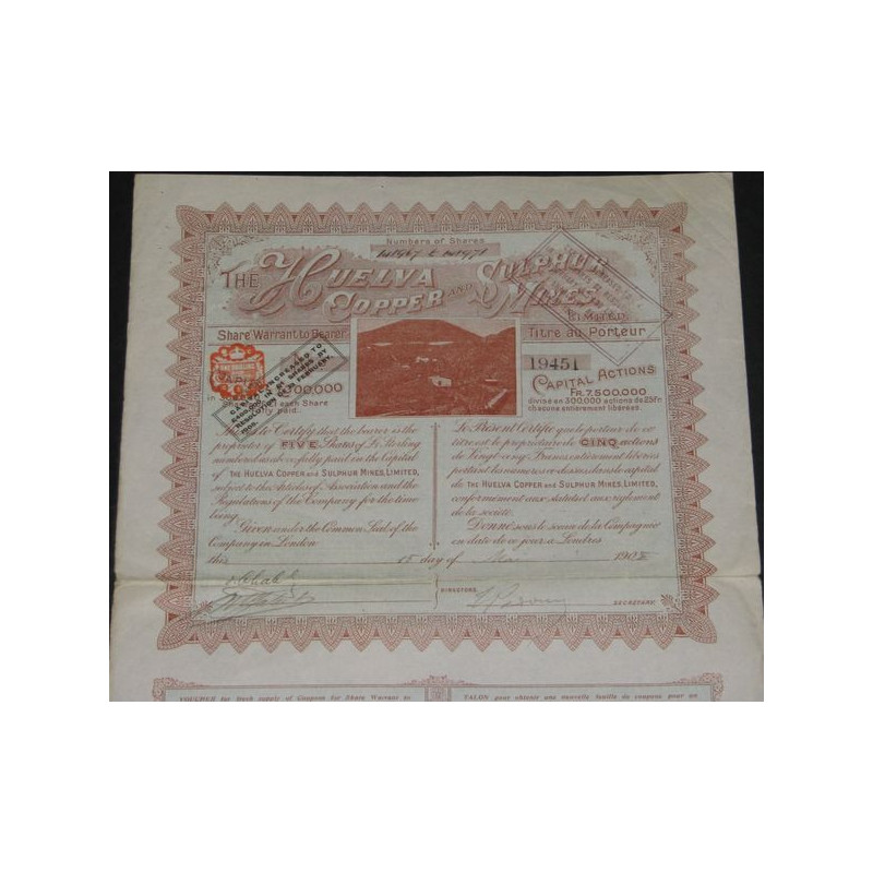 The Huelva Copper & Sulphur Mines Ltd (5 Act) (Modèle 1)