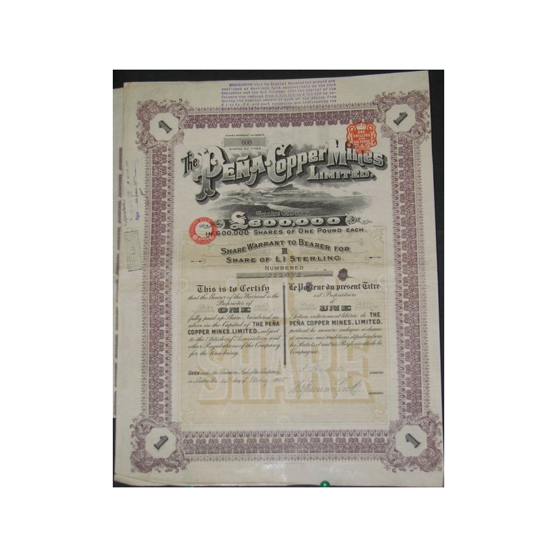 The Peña Copper Mines Ltd (1 Ac)