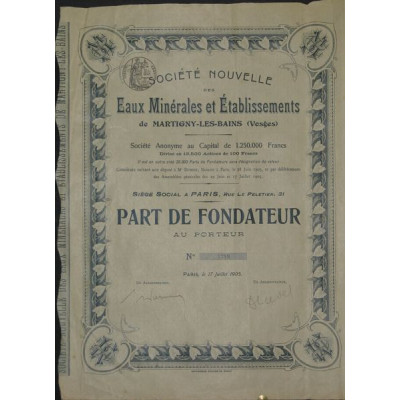 Sté Nlle des Eaux Minérales et Ets de Martigny-les-Bains