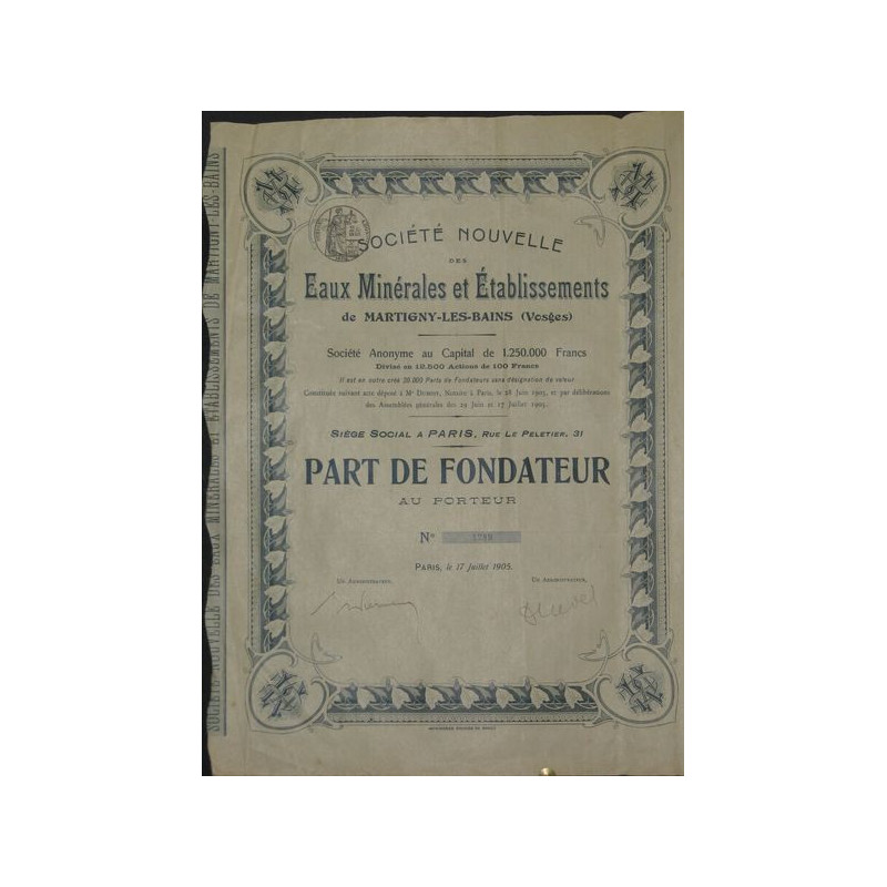 Sté Nlle des Eaux Minérales et Ets de Martigny-les-Bains