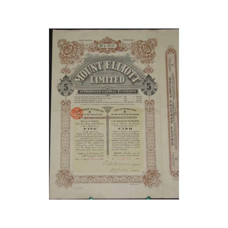 Mount Elliott Ltd (5 Act 10 shillings)