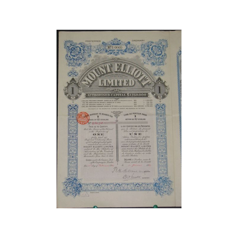 Mount Elliott Ltd (1 Act 10 shillings)