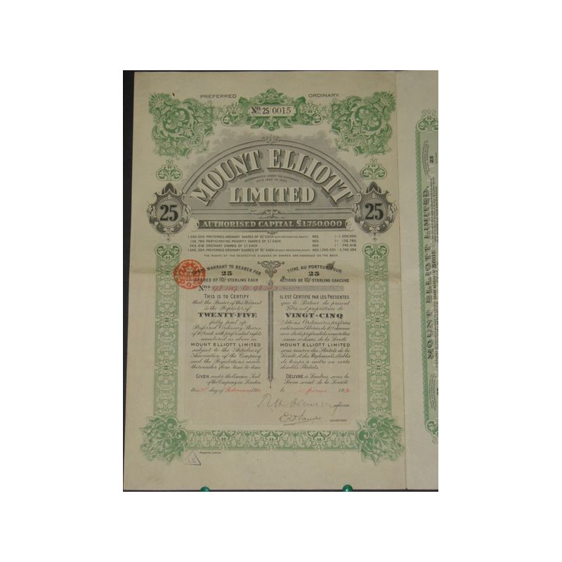 Mount Elliott Ltd (25 Act 10 shillings)