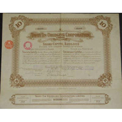 Tavoy Tin Dredging Corporation Ltd (10 Ac)