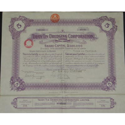 Tavoy Tin Dredging Corporation Ltd (5 Ac)