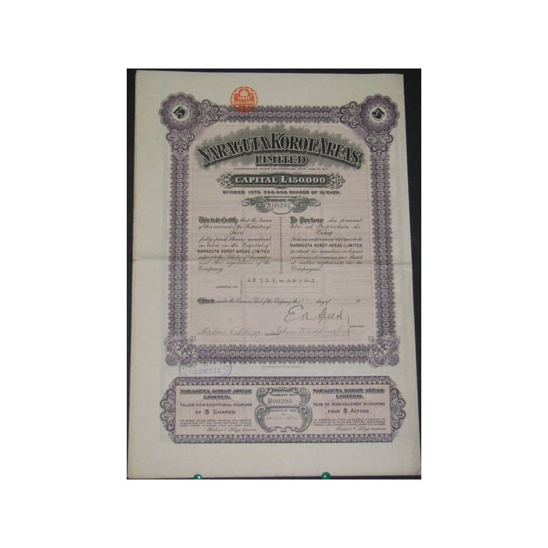 Naraguta Korot Areas Ltd (Titre 5 Act 10 shillings)