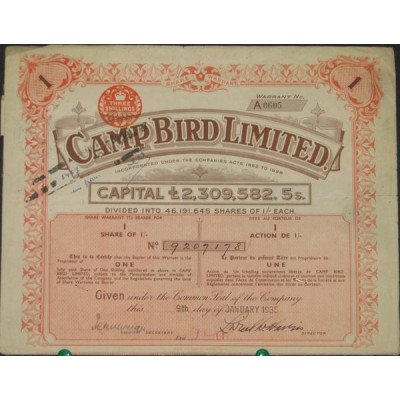 Camp Bird Ltd (Act 1 shillings)