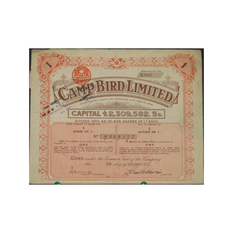 Camp Bird Ltd (Act 1 shillings)