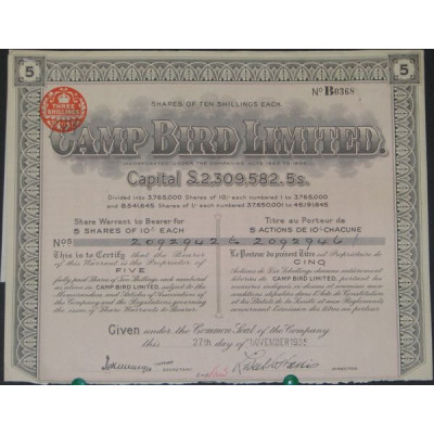 Camp Bird Ltd (5 Act 10 shillings)