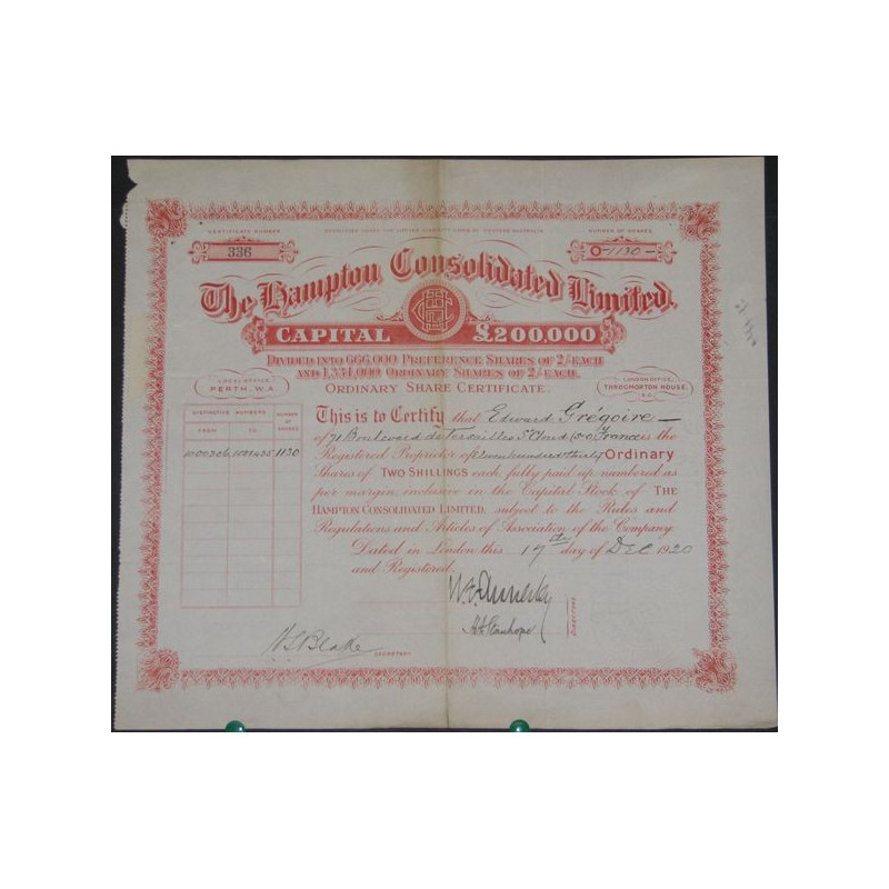 The Hampton Consolidated Ltd (rouge)