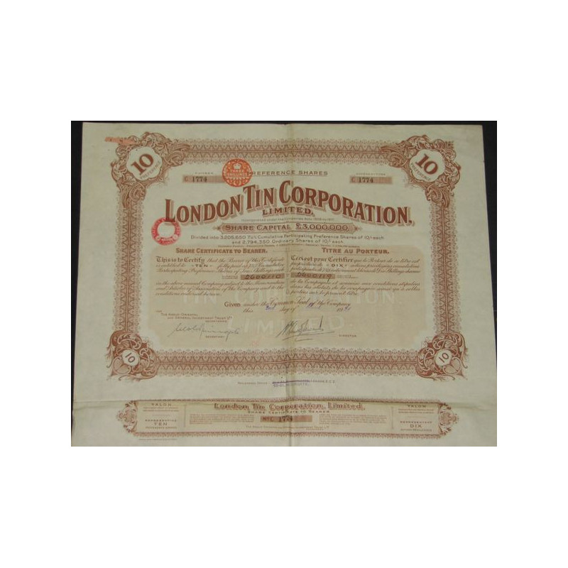 London Tin Corporation Ltd (10 Ac)