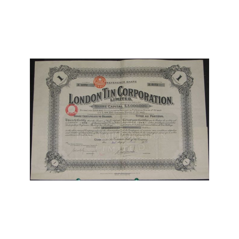 London Tin Corporation Ltd (1 Ac)