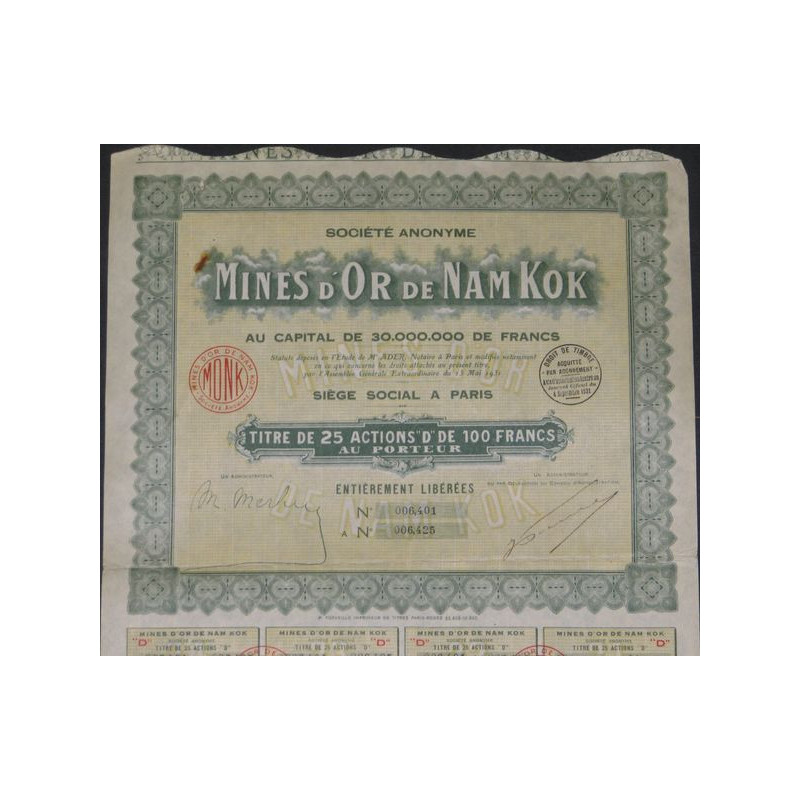 Mines d'Or de Nam Kok (25 Act "D")