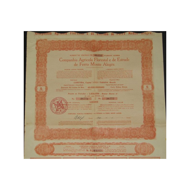 Cia Agricola Florestal e de Estrada de Ferro Monte Alegre (5 Ac)