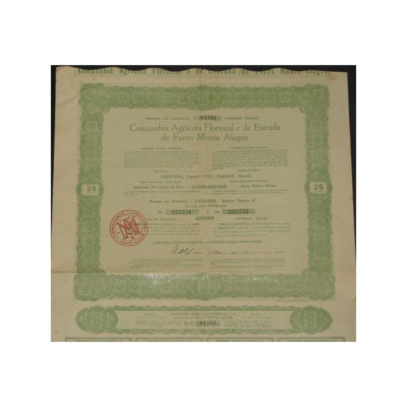 Cia Agricola Florestal e de Estrada de Ferro Monte Alegre (25 Ac)
