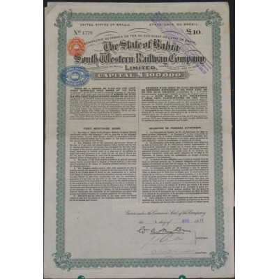 The State of Bahia South Western Railway Cy Ltd (Obl 1ère hypoth)