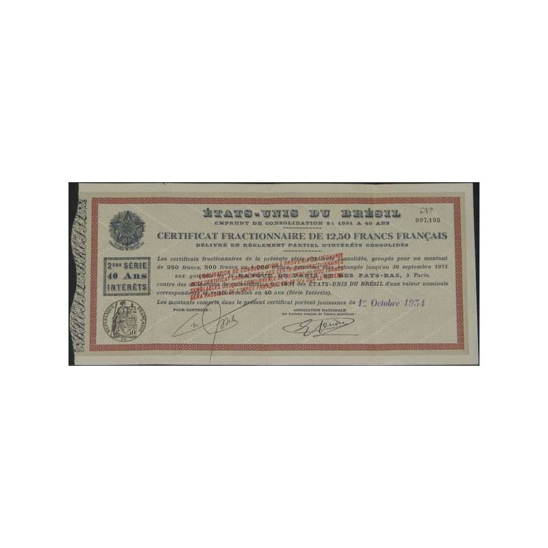 Emprunt de Consolidation 5 % 1931 à 40 ans (12.50 F)