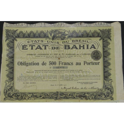 Etat de Bahia - Emprunt Extérieur 5 % 1910
