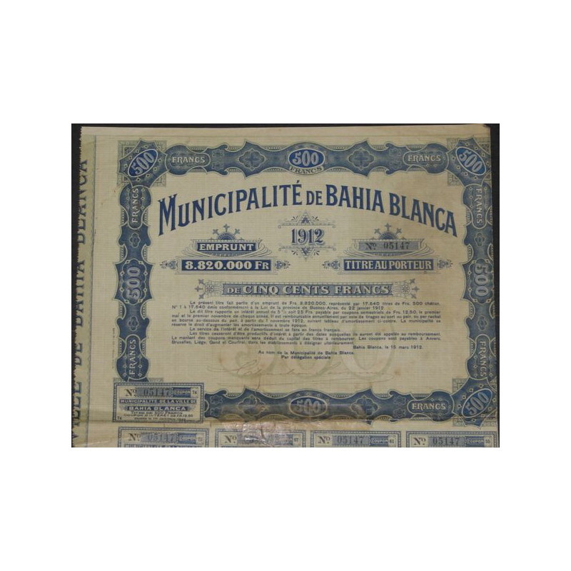 Municipalité de Bahia Blanca - Emprunt 1912