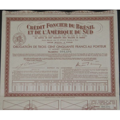 Crédit Foncier du Brésil et de l'Amérique du Sud (Obl 350 F modèle 2)