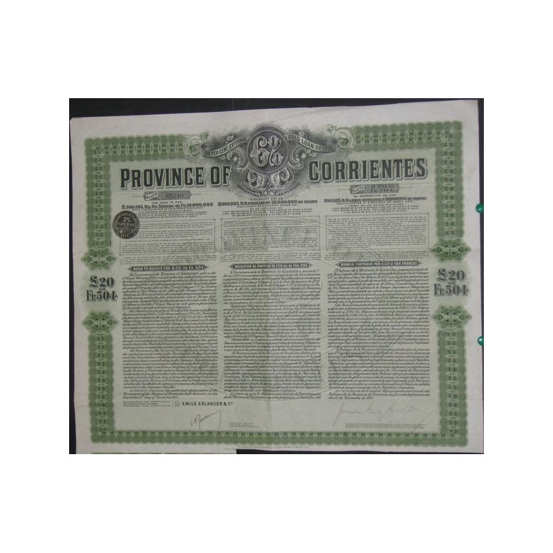 Province of Corrientes 6 % External Gold Loan of 1910