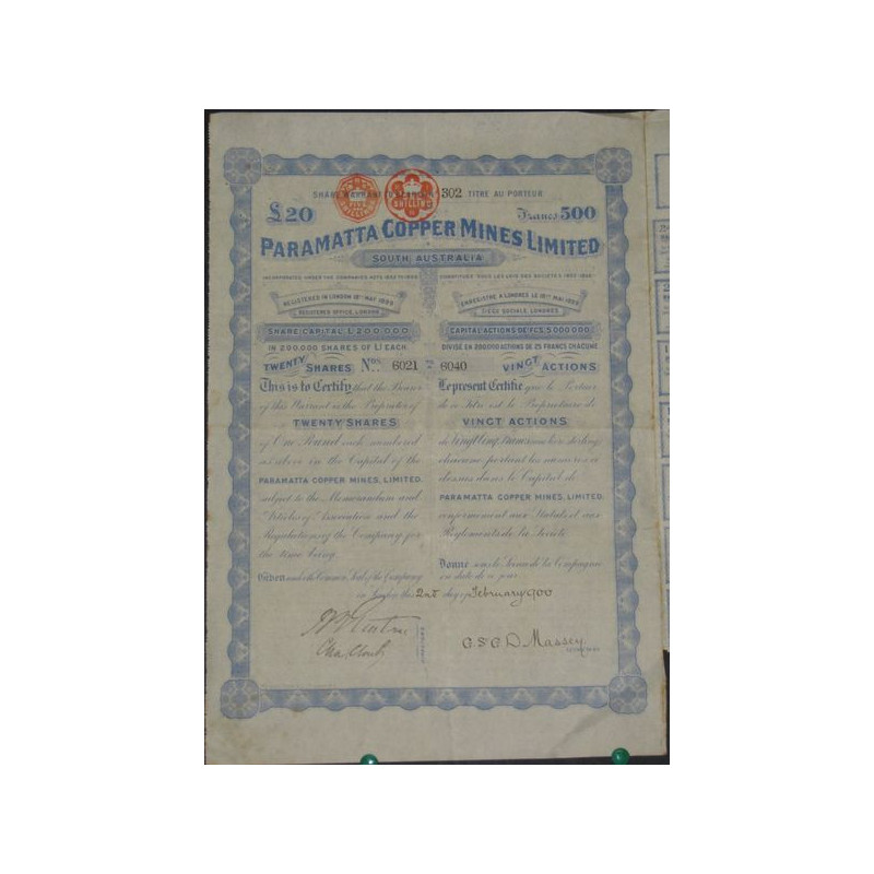 Paramatta Copper Mines Ltd (20 Ac)