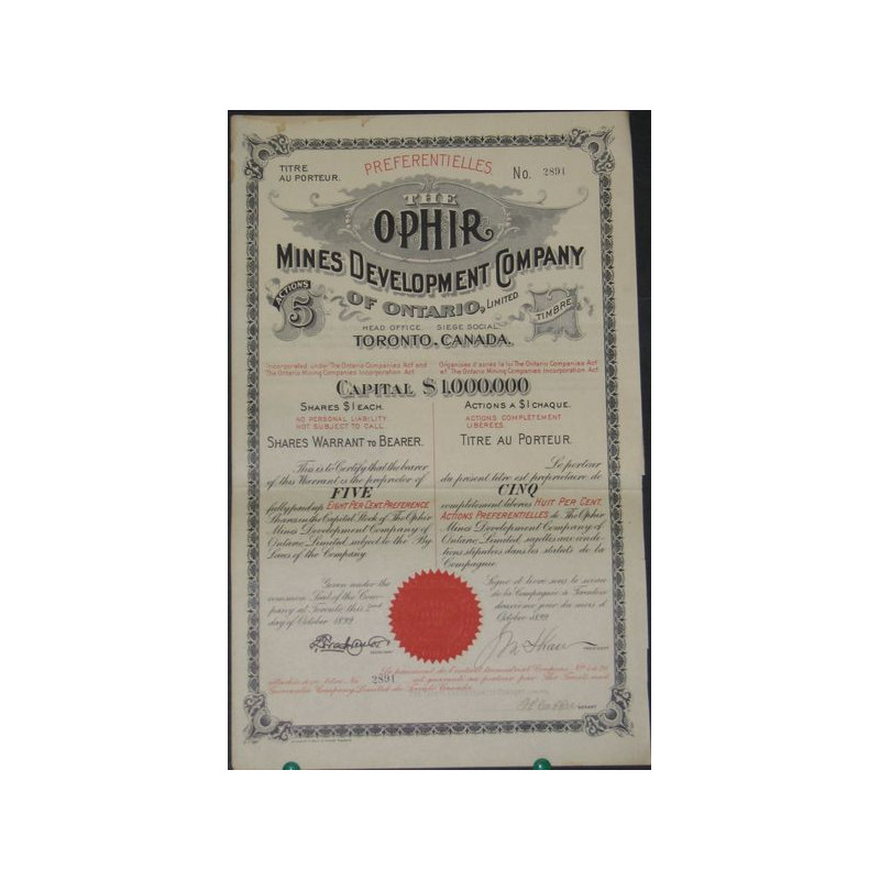 The Ophir Mines Development Cy of Ontario Ltd