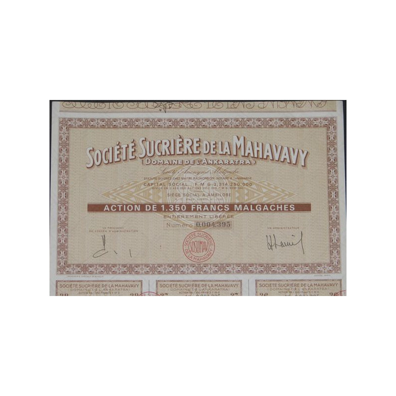 Sté Sucrière de la Mahavavy (Domaine de l'Ankaratra) (Act 1350 F M)