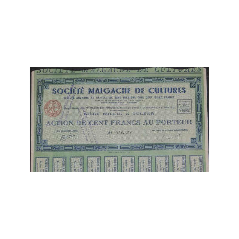 Sté Malgache de Cultures (verte) (modèle 1)