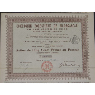 Cie Forestière de Madagascar (Anc Concession Thomé)