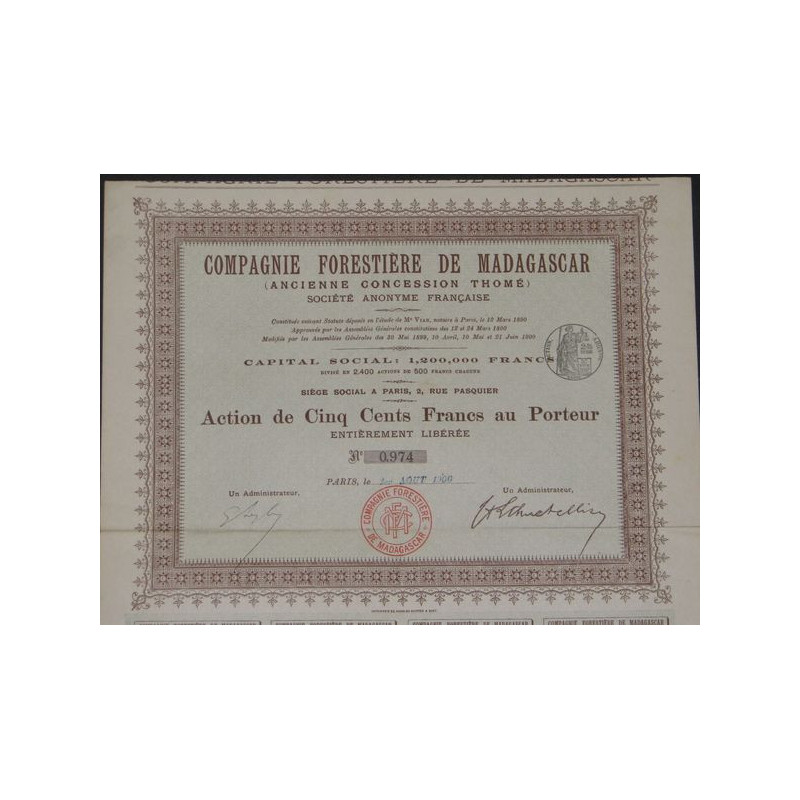 Cie Forestière de Madagascar (Anc Concession Thomé)
