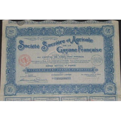 Sté Sucrière et Agricole de la Guyane Française (Act 100 F)