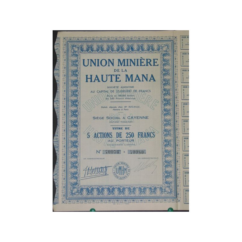 Union Minière de la Haute Mana (5 Act modèle 1)