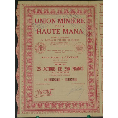 Union Minière de la Haute Mana (25 Act modèle 1)