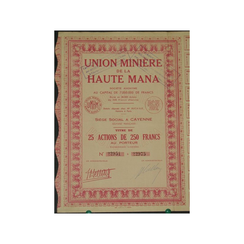 Union Minière de la Haute Mana (25 Act modèle 1)