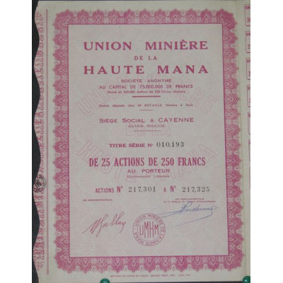 Union Minière de la Haute Mana (25 Act modèle 2)