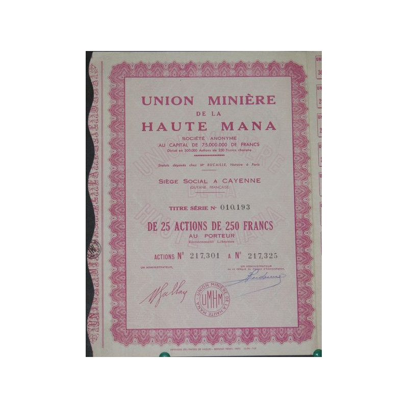 Union Minière de la Haute Mana (25 Act modèle 2)
