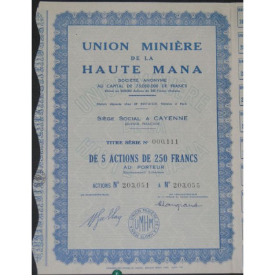 Union Minière de la Haute Mana (5 Act modèle 2)