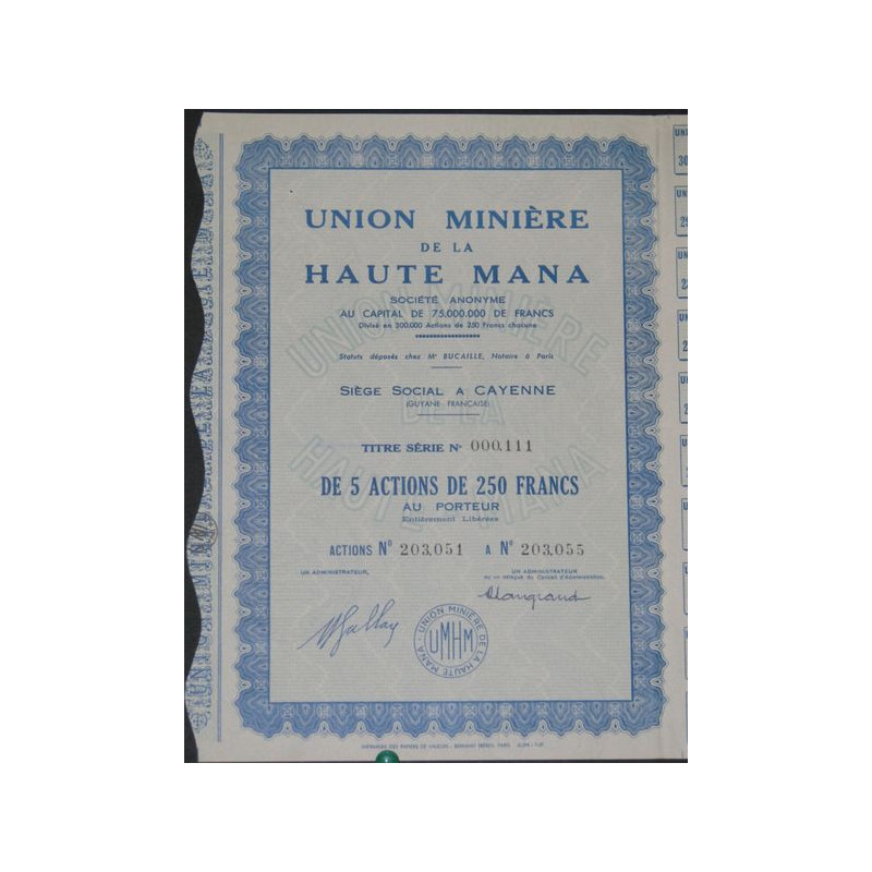 Union Minière de la Haute Mana (5 Act modèle 2)