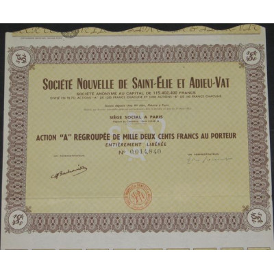 Sté Nouvelle de Saint-Elie et Adieu-Vat (Act A 1200 F)