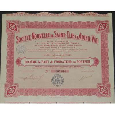 Sté Nouvelle de Saint-Elie et Adieu-Vat (10ème PF)