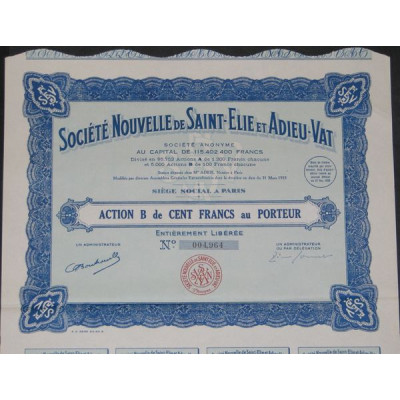 Sté Nouvelle de Saint-Elie et Adieu-Vat (Act B 100 F)
