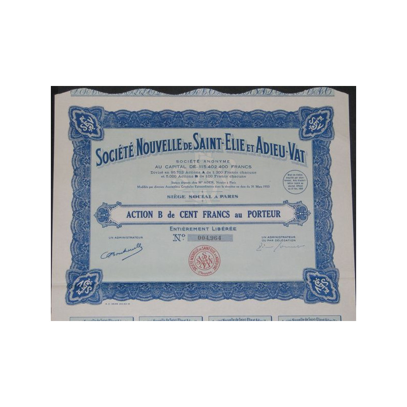 Sté Nouvelle de Saint-Elie et Adieu-Vat (Act B 100 F)